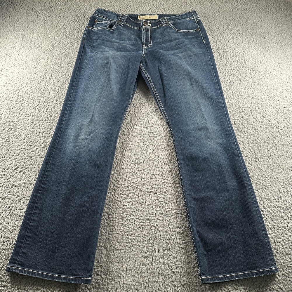 BKE‎ Britni Bootcut Jeans Womens 33x31.5 Blue Mid Rise Medium Wash Stretch Denim